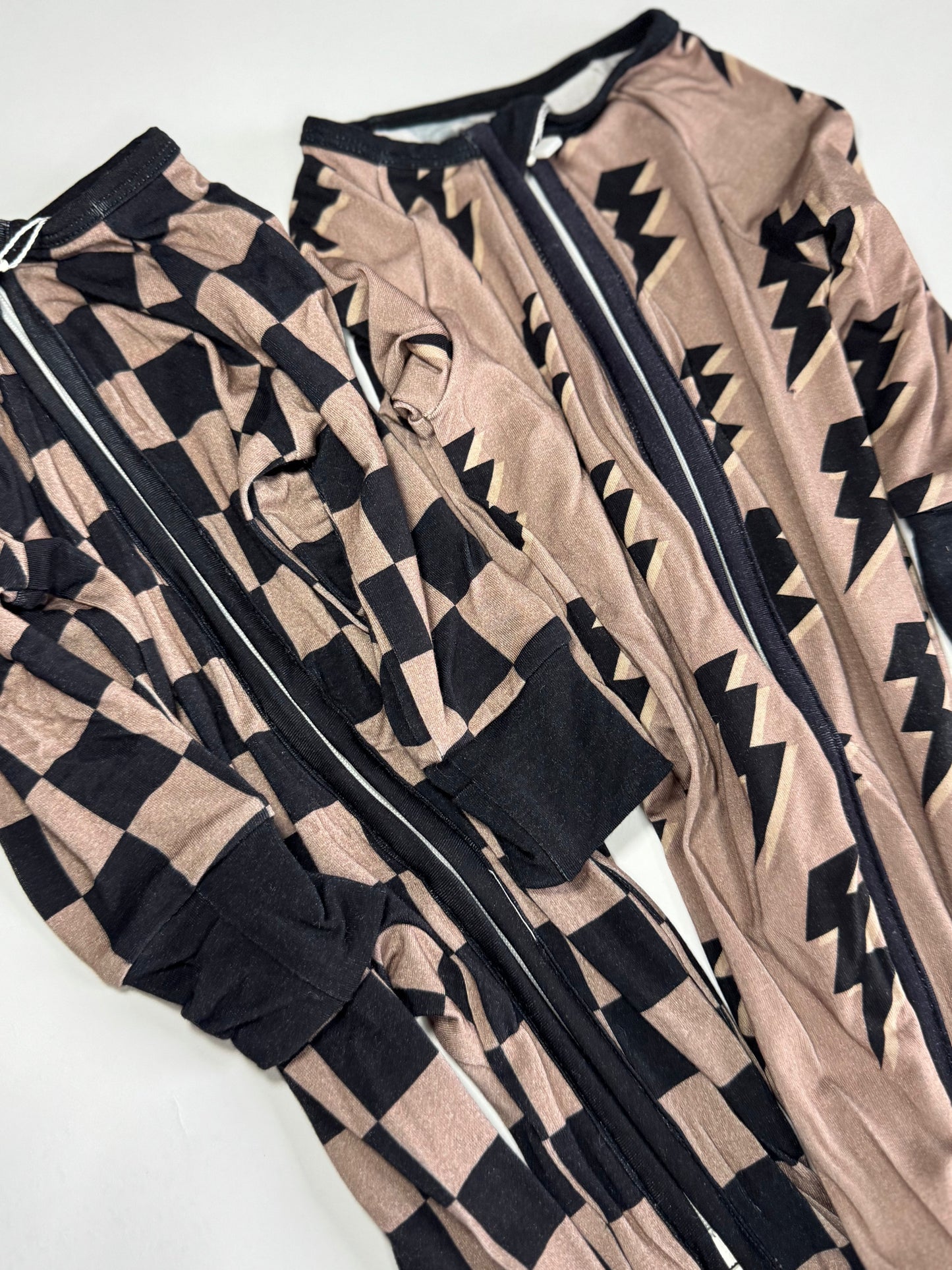 Charcoal Checkers Bamboo Romper