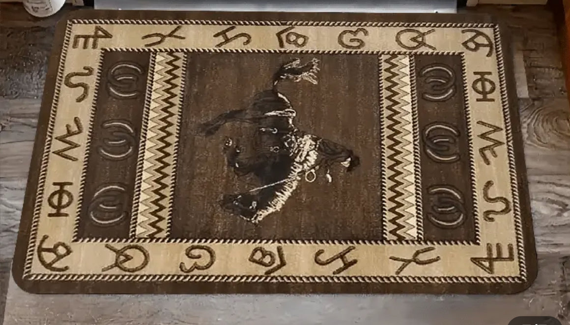 Bronc Rider n Brands Rug 34”x16”