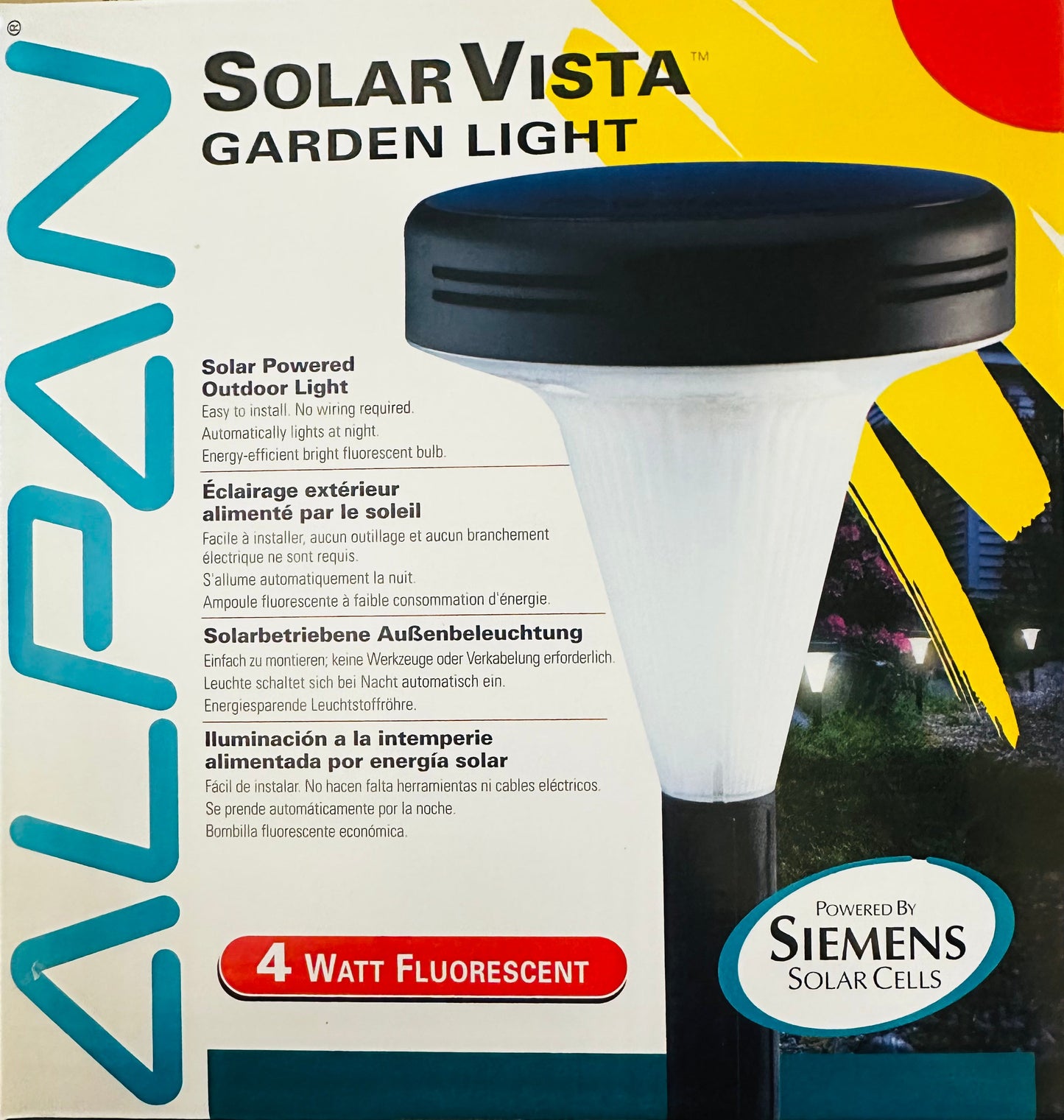 Siemens Vintage Bollard Solar Pathway Light 4 Watt 100 Lumen With Fluorescent Bulb 4 Pack