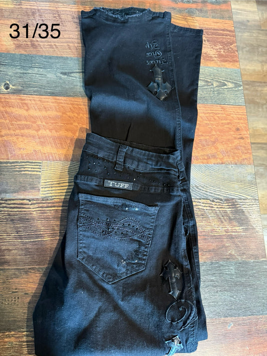 “Midnight Never Give Up” Cowgirl Tuff Jeans 31/35 Brand New