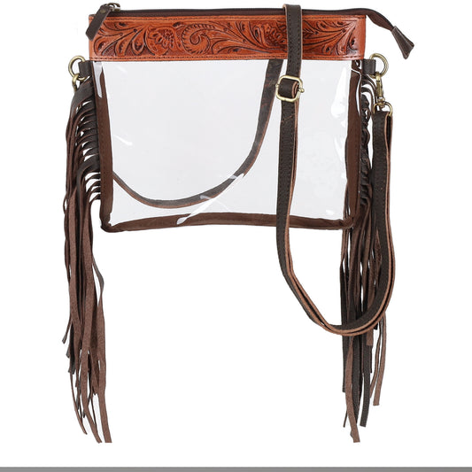 Showman Floral Fringe Clear Crossbody Bag