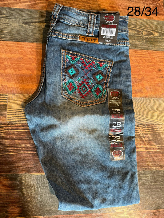 “Leopard Pride” Cowgirl Tuff Jeans 28/34 Brand New