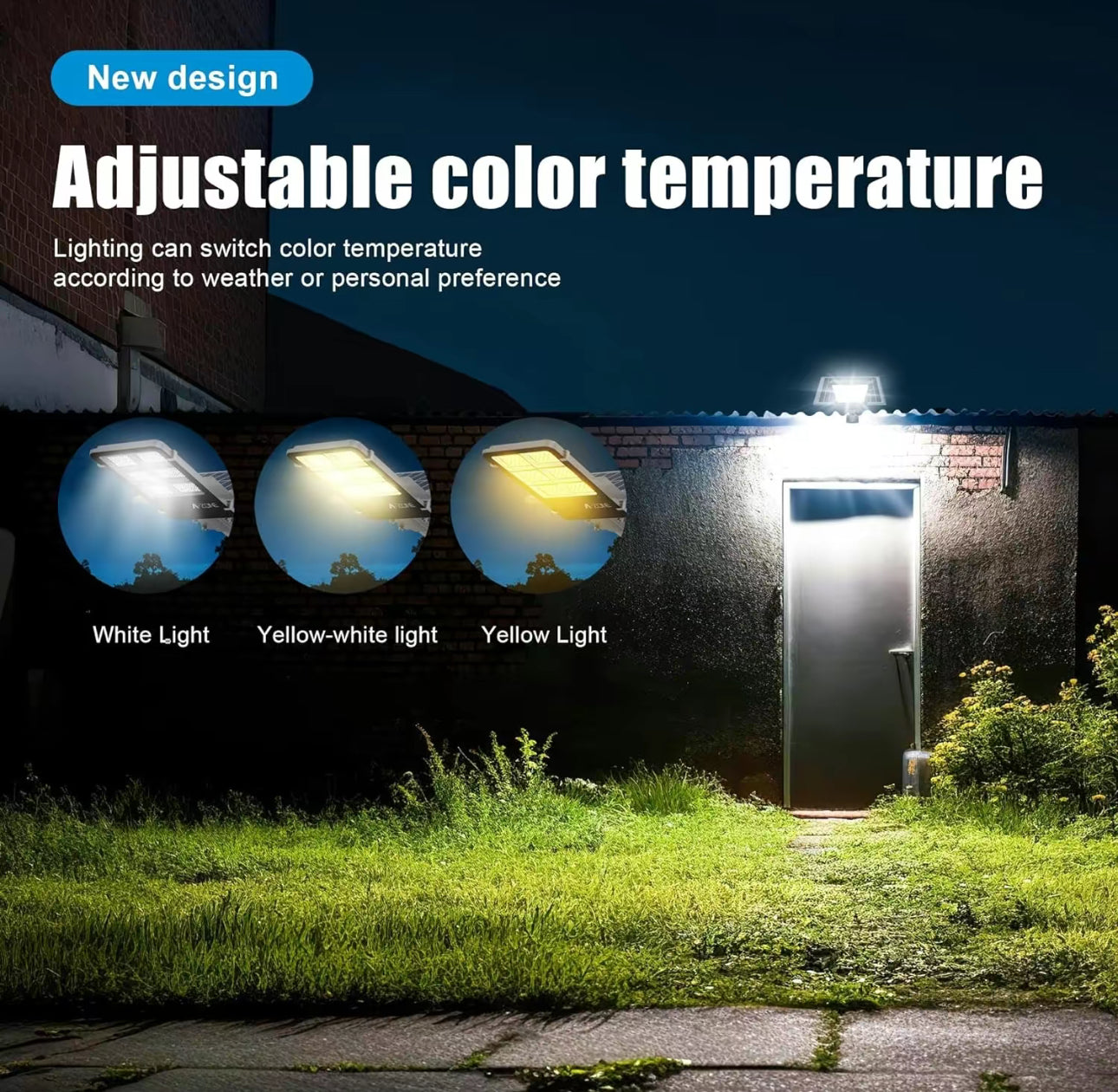 3800W Tri-Color Solar Street Lights Outdoor - Multi-Color
Adjustable Lighting - 7000K LED Street Light with Remote Control - Ideal for Parking Lot, Yard, Plaza - solar parking lot lights