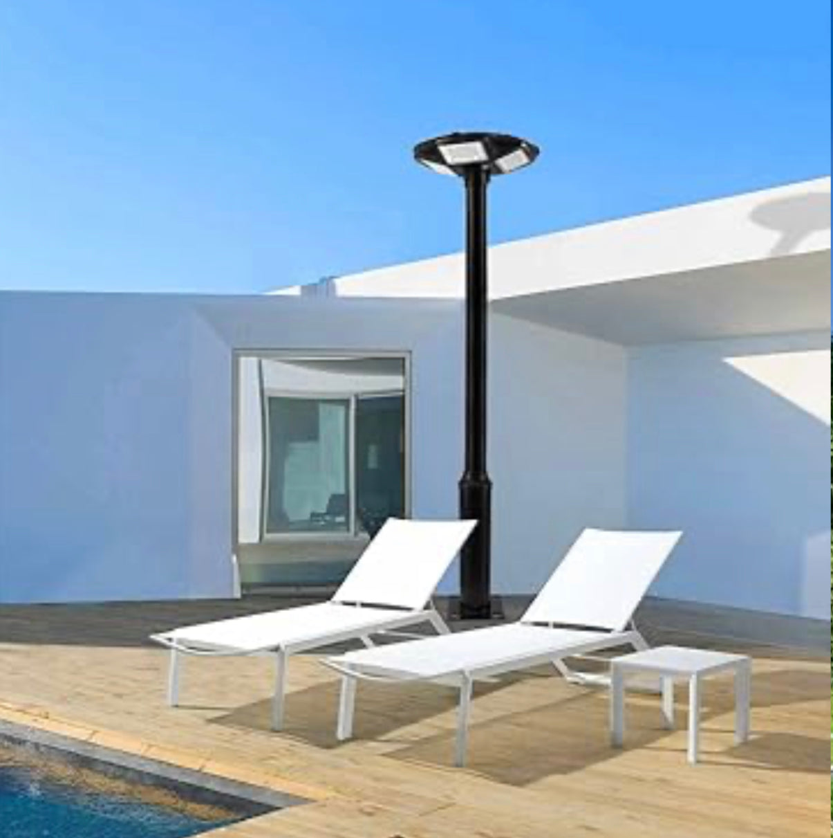3500W Commercial Solar Flag Pole Outdoor Lamp Post Light with 98 inch Pole IP67 Waterproof With Remote