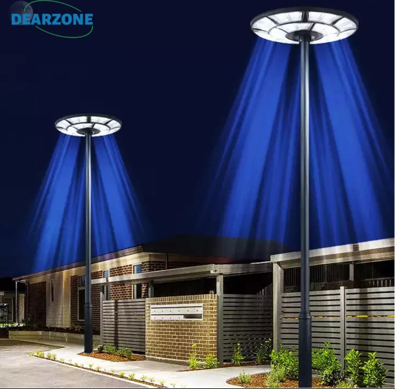 2500W Solar Outdoor Light Round 360° Wide Angle UFO Garden Pole And Wall Street Lights with Remote