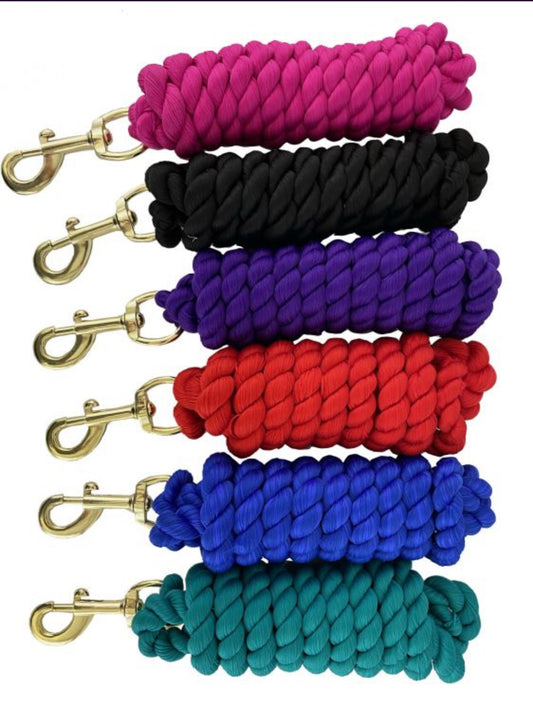 8' Braided Cotton Lead Rope with Brass Plated Snap