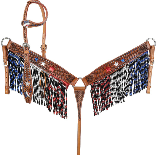 Showman Freedom Star One Ear Headstall and Breastcollar Set Product ID: 8260