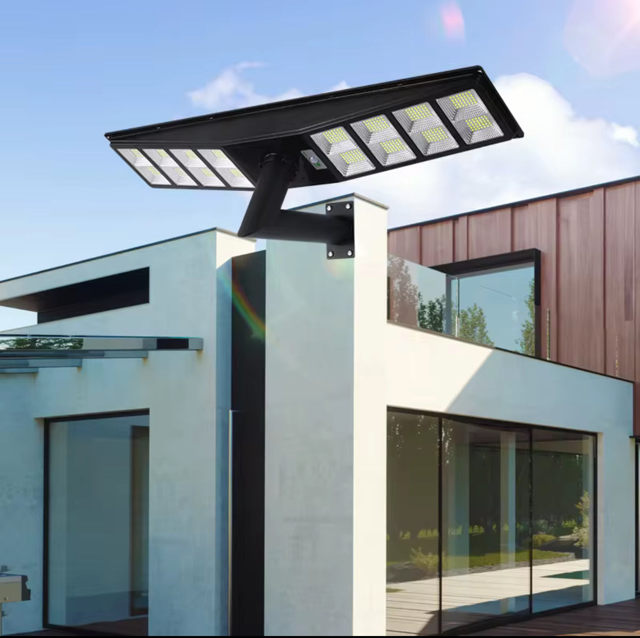 9000W All-in-One Double Side Solar Street Light Road Path Motion Sensor Parking a lot IP65 Waterproof