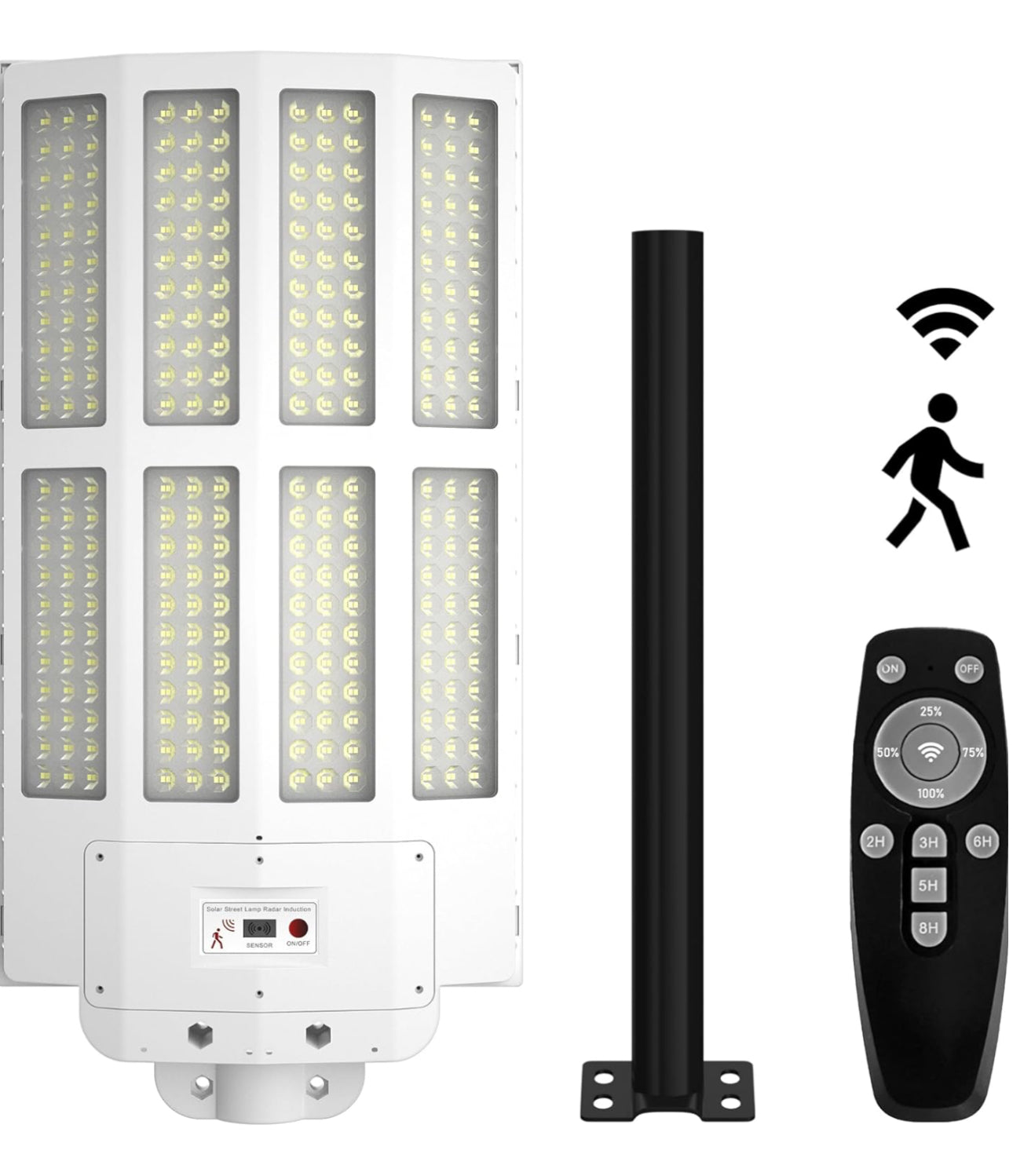 2500W Solar Street Light Outdoor Waterproof, 6500K Motion Sensor Lights Dusk to Dawn, 200,000LM Wall Light with Remote Control