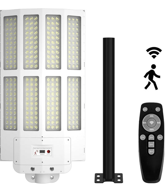 2500W Solar Street Light Outdoor Waterproof, 6500K Motion Sensor Lights Dusk to Dawn, 200,000LM Wall Light with Remote Control