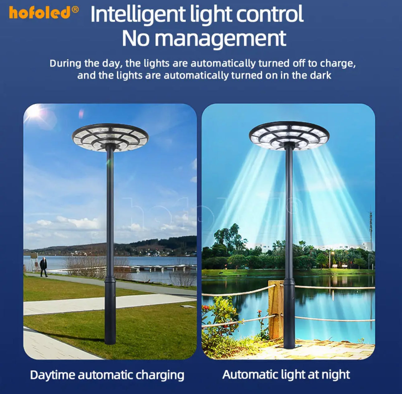 2500W Solar Outdoor Light Round 360° Wide Angle UFO Garden Pole And Wall Street Lights with Remote