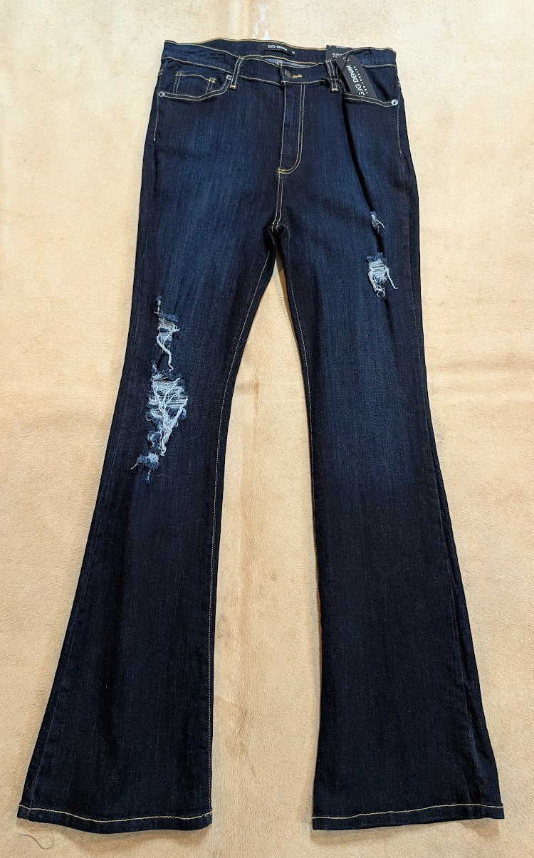 GJG Denim Los Angeles High Rise Bootcut Jeans – Distressed Dark Wash