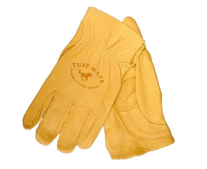 Mens Tuff Mate Leather Work Gloves-Cutting horse