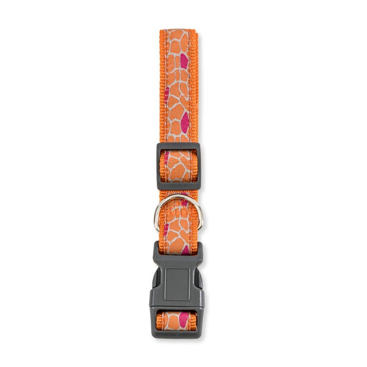 Nylon Dog Collar with Embroidered Giraffe Design/Animal Print, Secure & Adjustable Fit