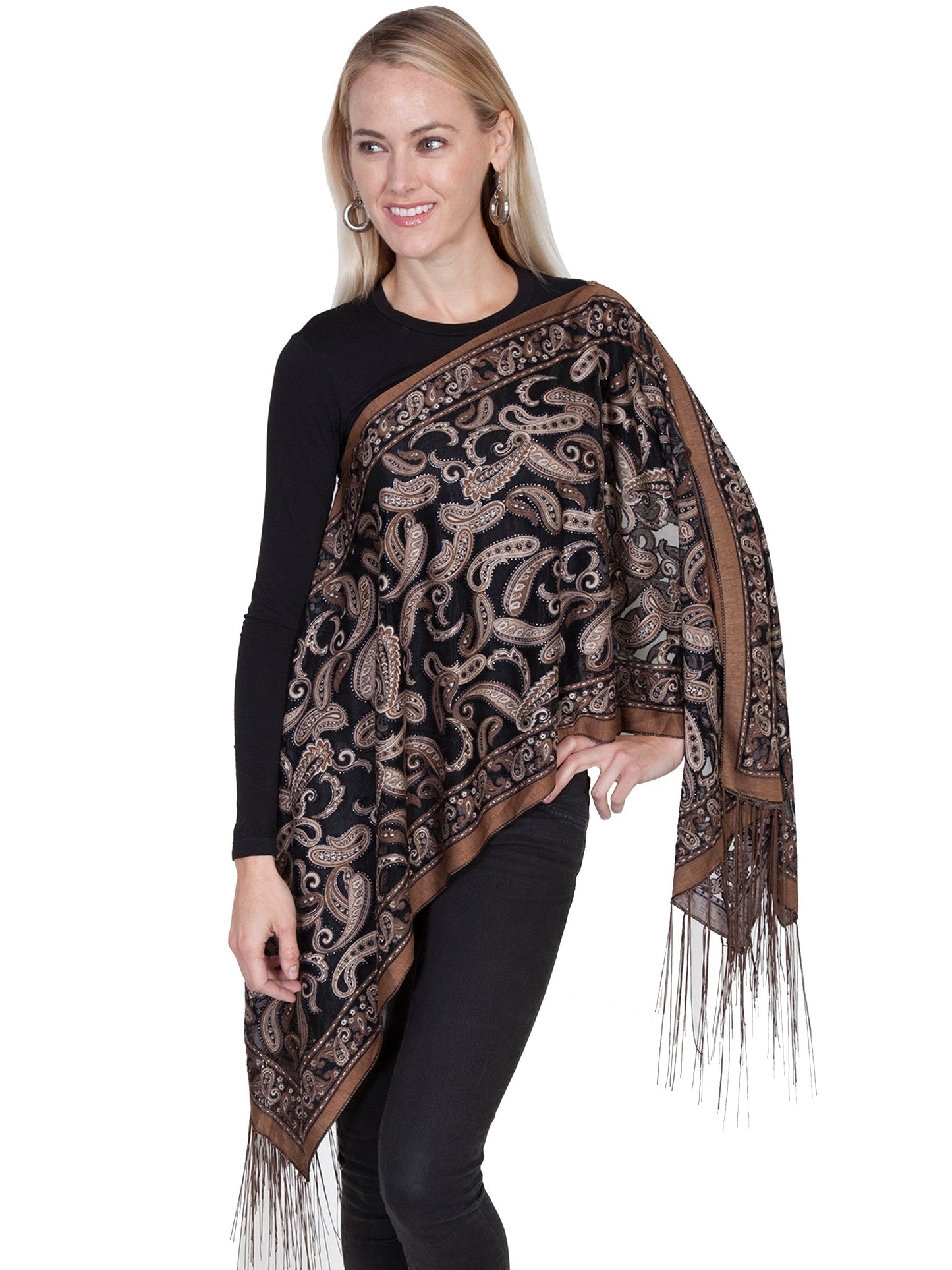 Paisley Burnout Scarf/blouse - HC219
