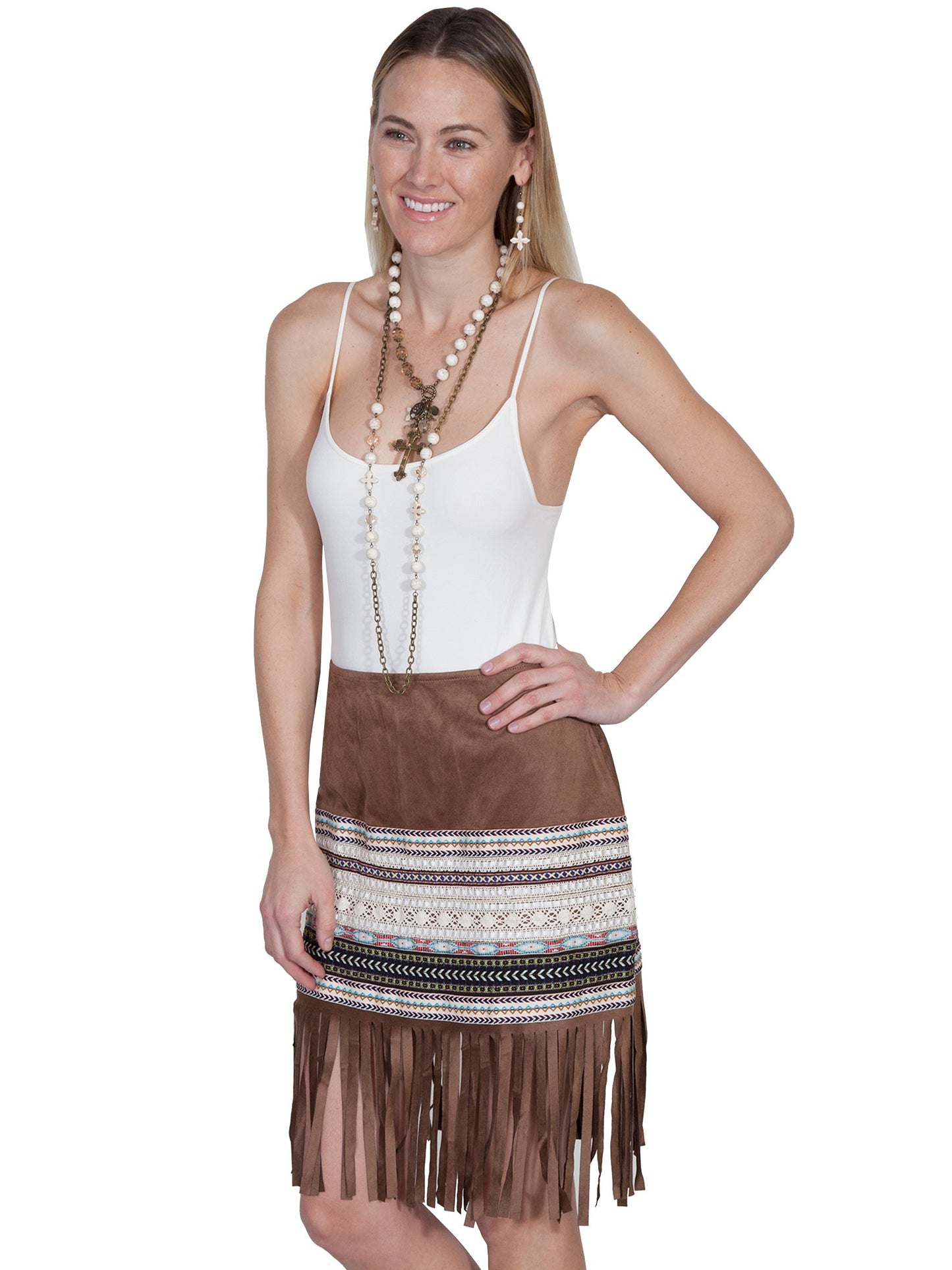 Microfiber Fringe Skirt W/taping - HC249