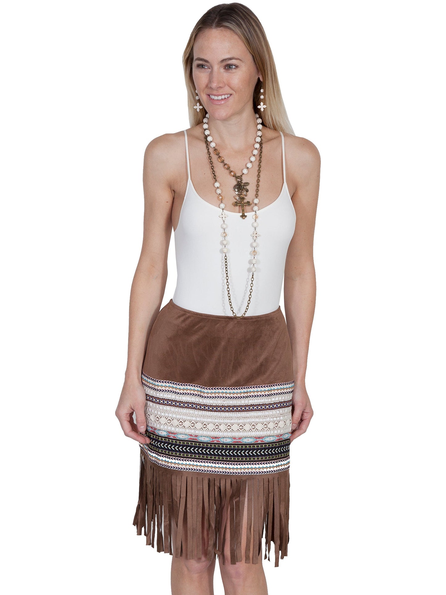 Microfiber Fringe Skirt W/taping - HC249