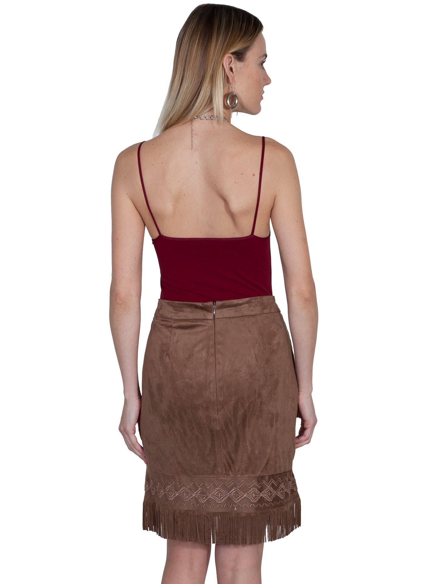 Microfiber Short Skirt W/fringe Emb. - HC252