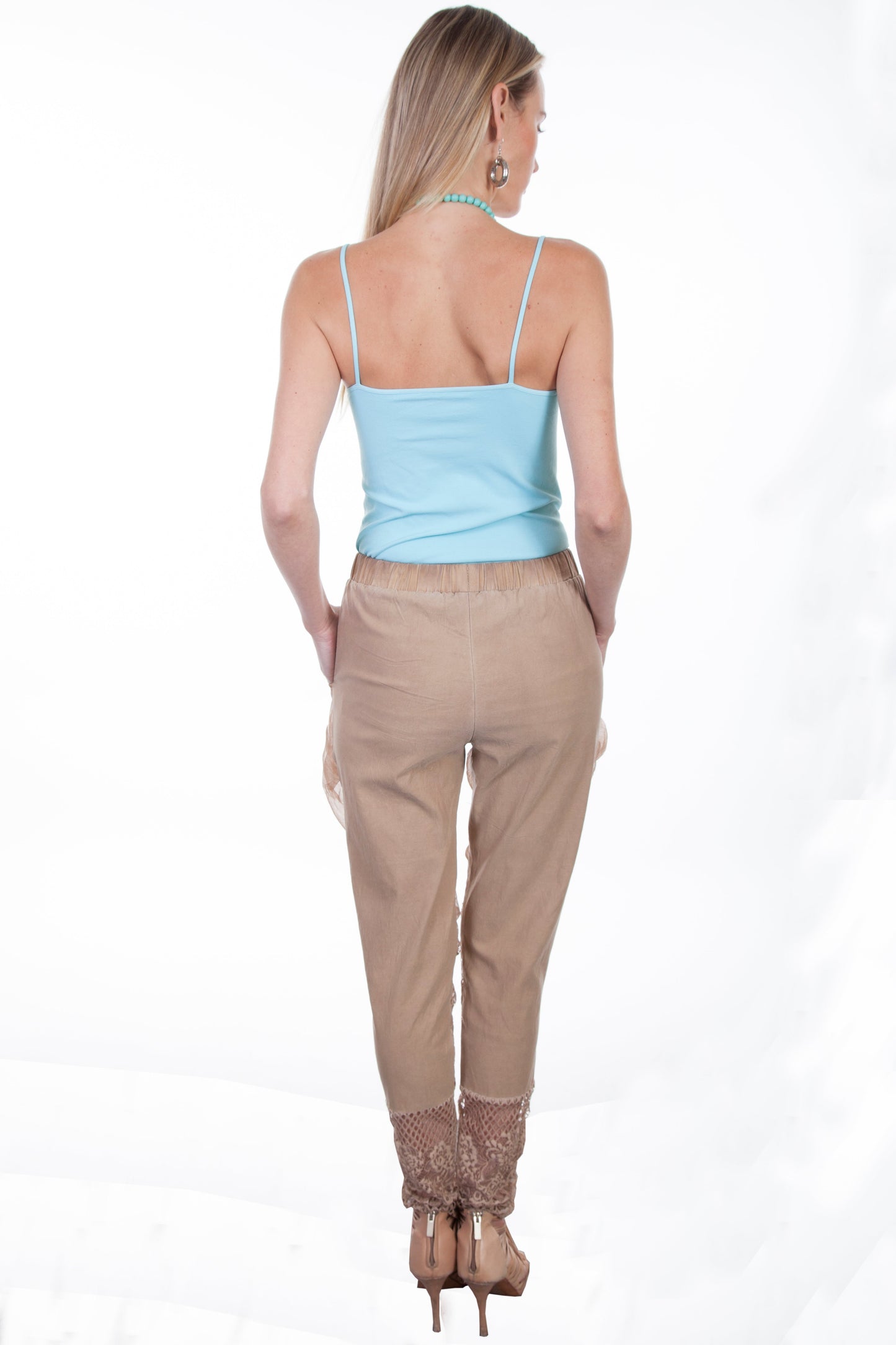 Chiffon Panel/lace Bottom Pants - HC316