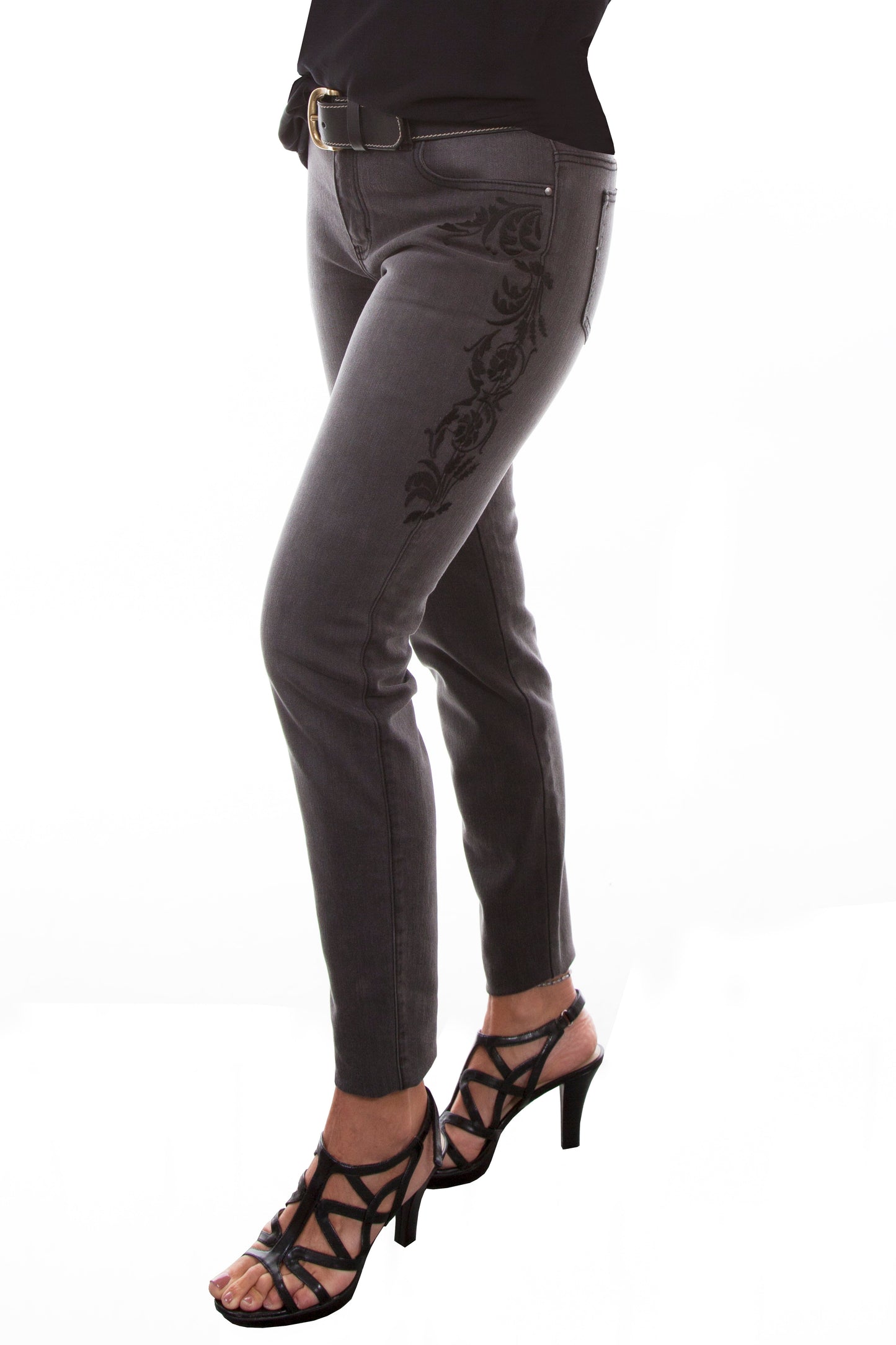 Tonal Embroidered Jeans - HC340