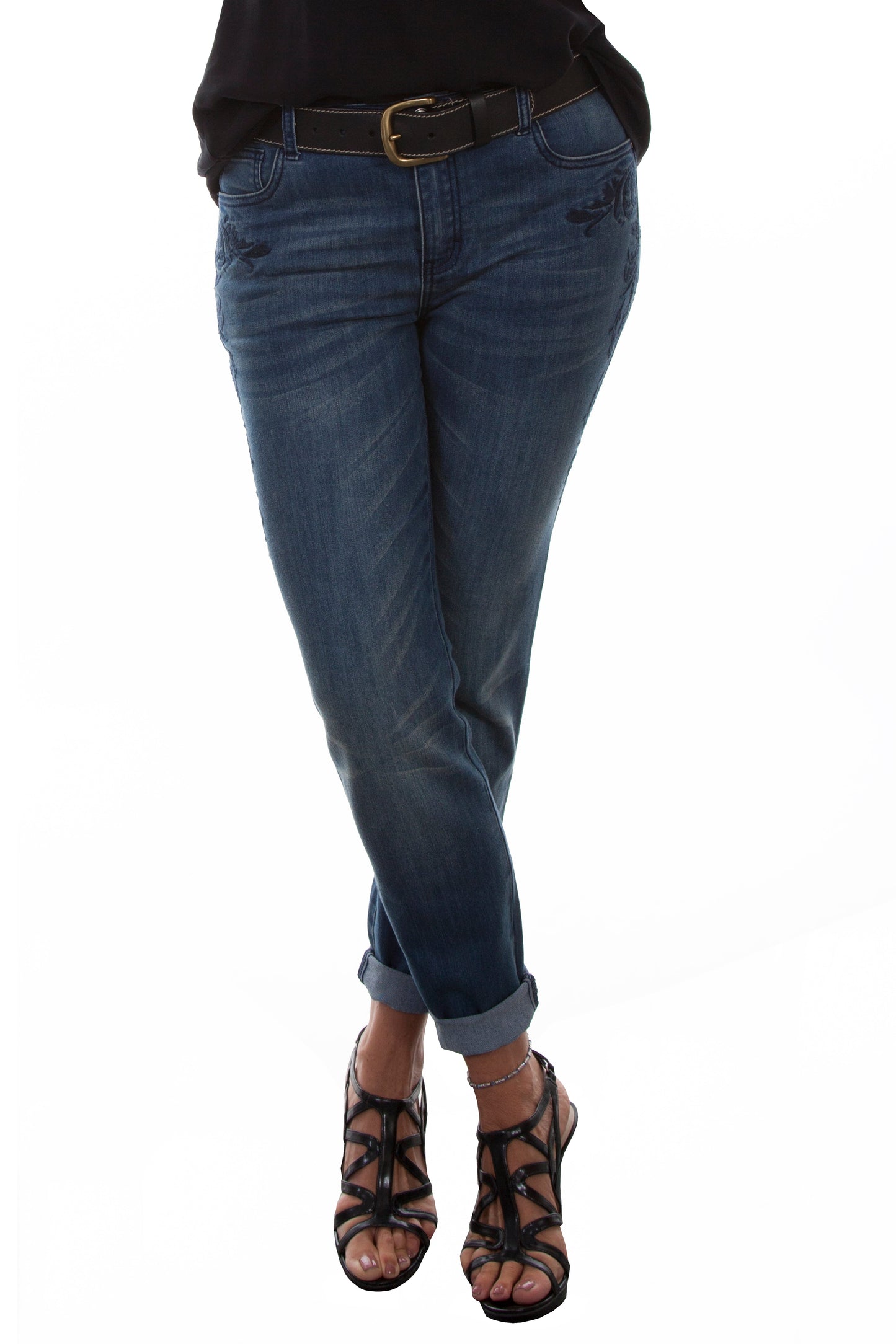 Tonal Embroidered Jeans - HC340