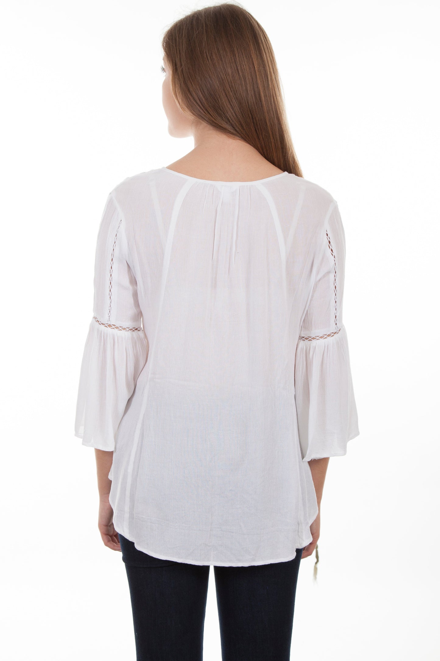 Hi/lo Blouse W/crochet Lace Insets - HC429