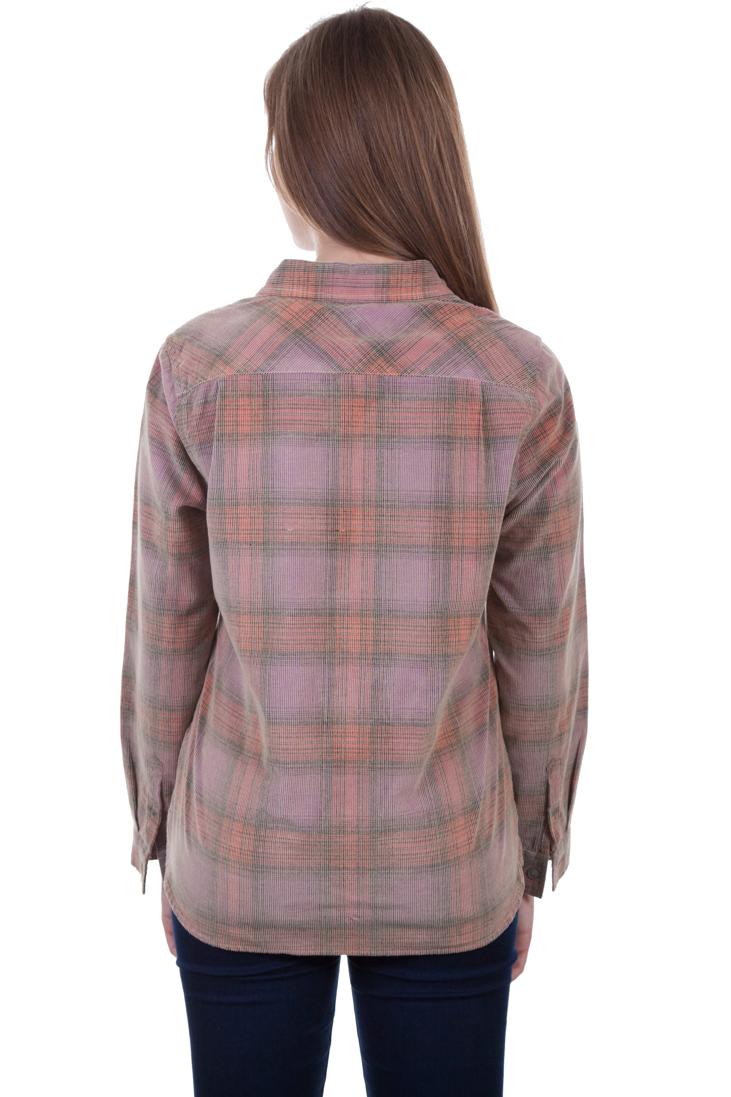 Ladies Corduroy Plaid Blouse - HC444