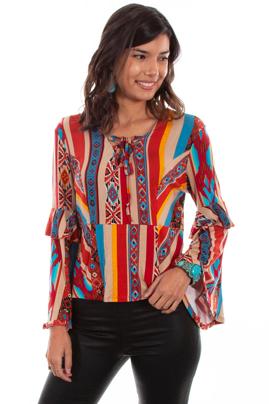 Serape L/s Top W/ruffle - HC517