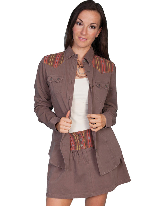 Blouse W/stripe Yoke - HC55