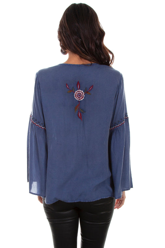 Emb V-neck W/bell Sleeves - HC571