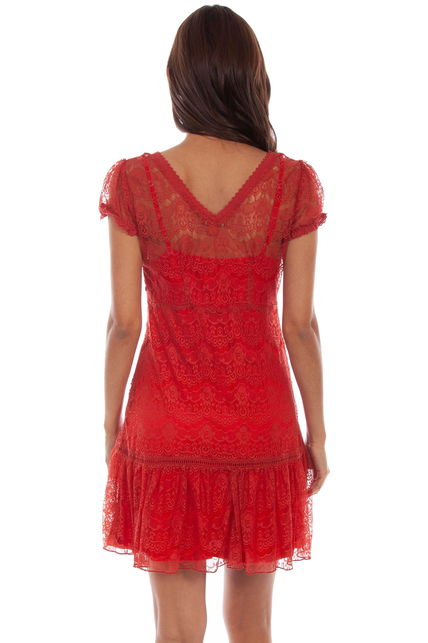 Cap Sleeves Lace Dress - HC581