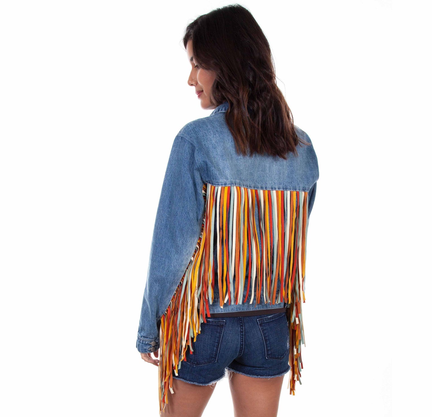 Denim Jacket W/colorful Fringe - HC599
