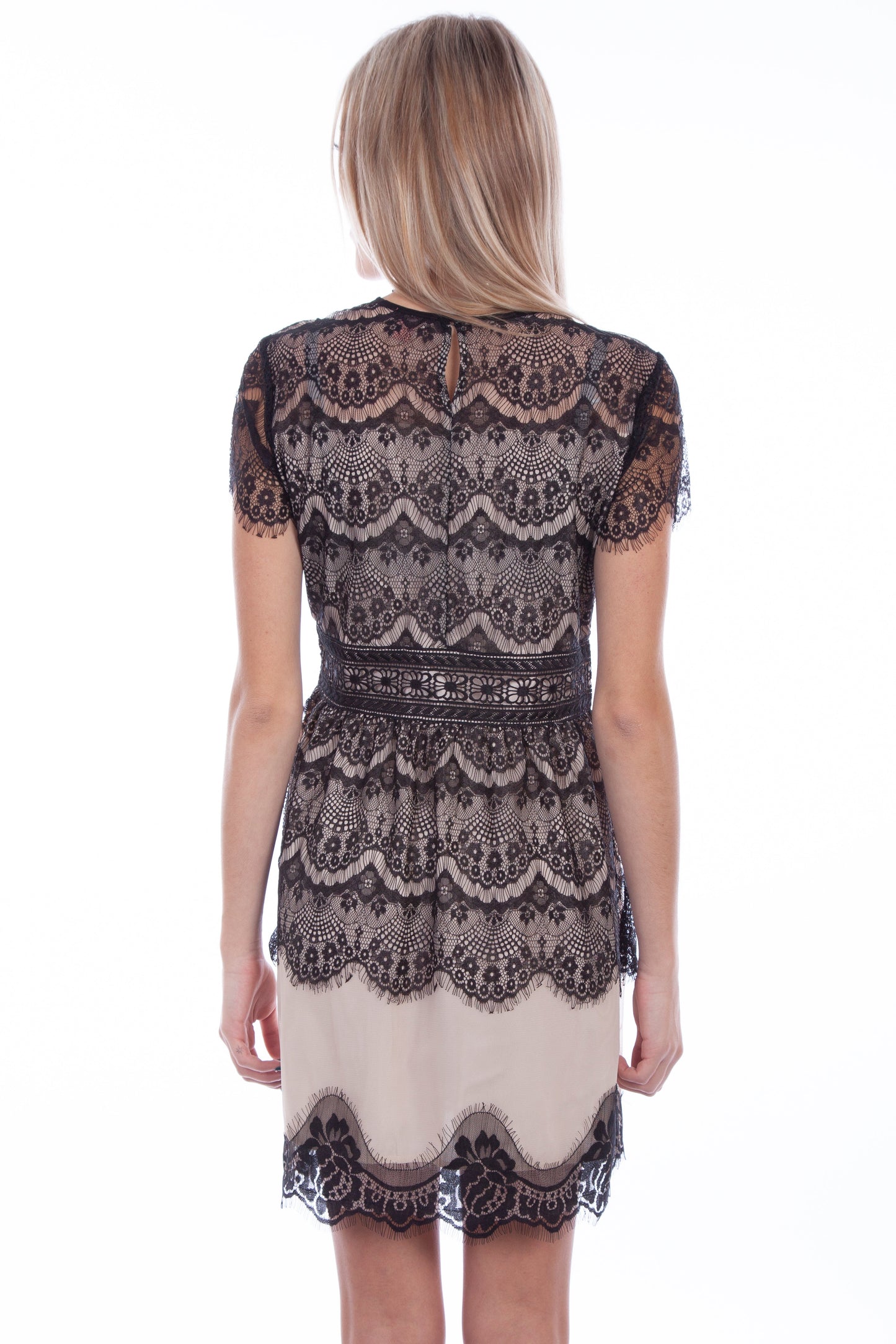 Contrast Lining Lace Dress - HC612