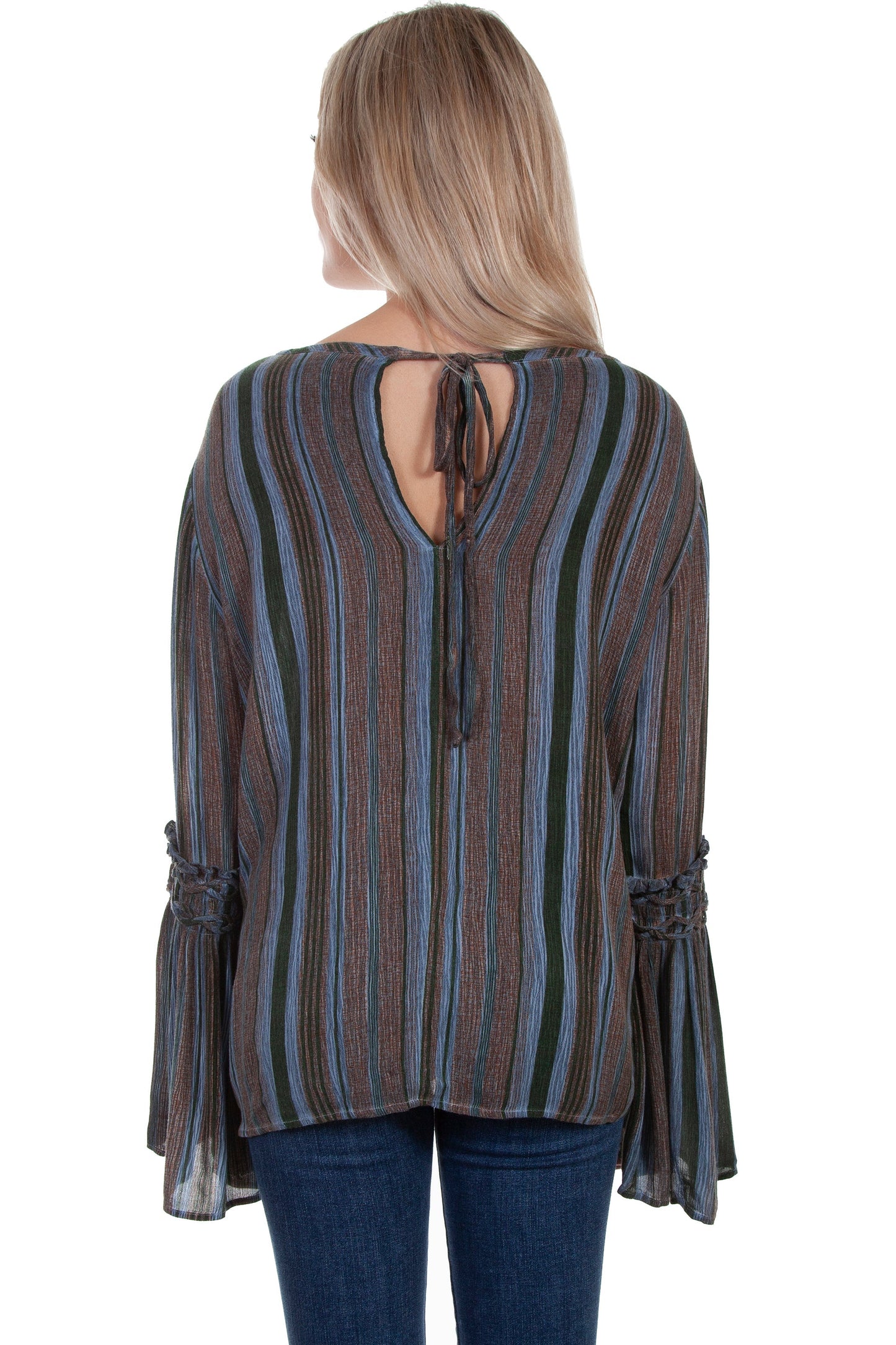 Braided Bell Slv Tie Back Blouse - HC615