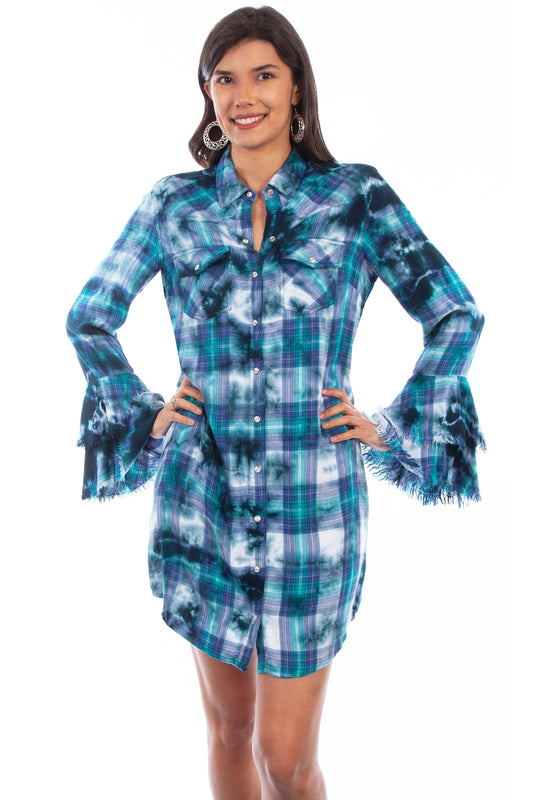 Plaid Shirt Dress W/western Yoke - HC618
