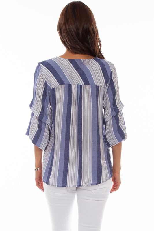 Tie Front Top W/puff Print - HC663