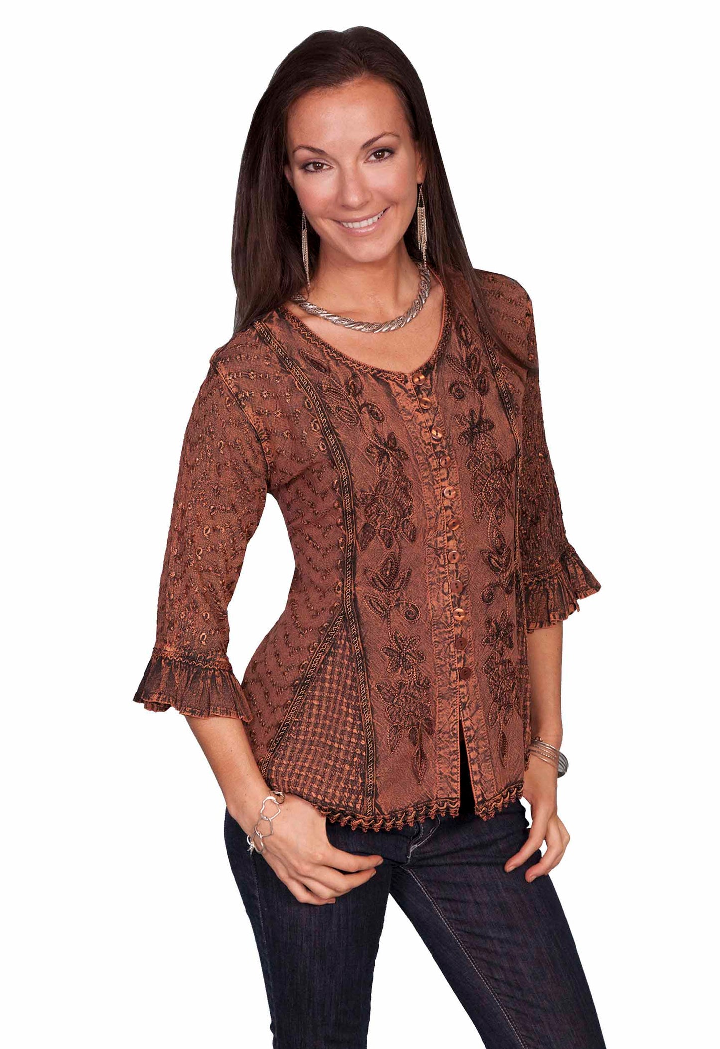 Rayon 3/4 Sleeve Blouse - HC67