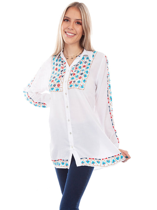 Button Front Emb. Tunic - HC732