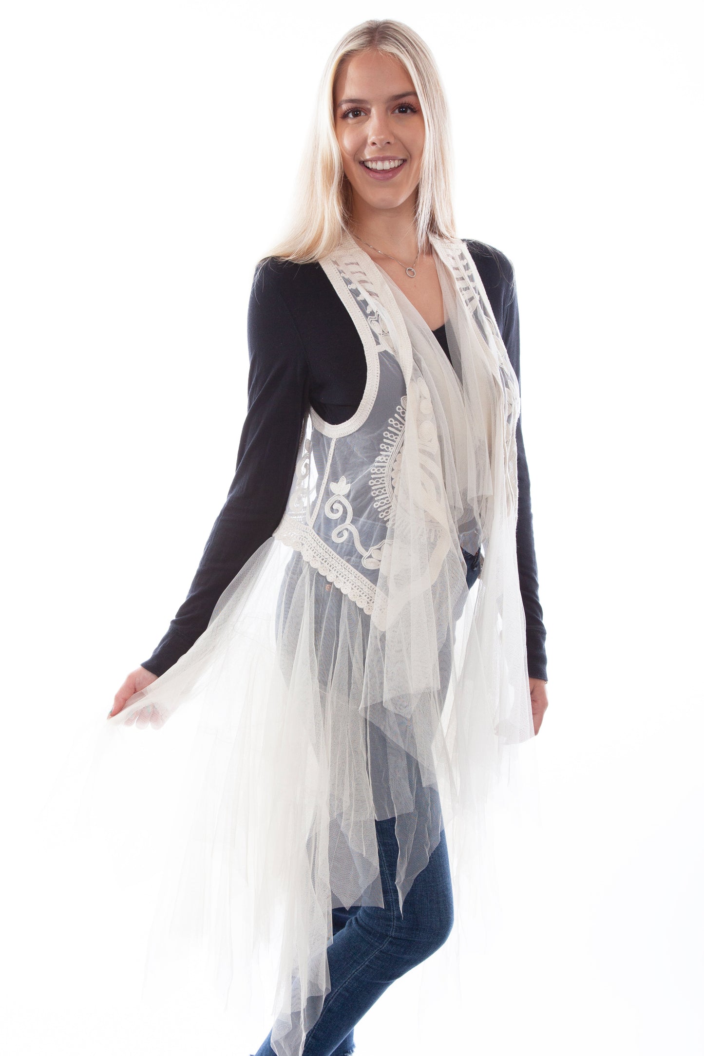 Emb Tulle Layered Duster - HC760