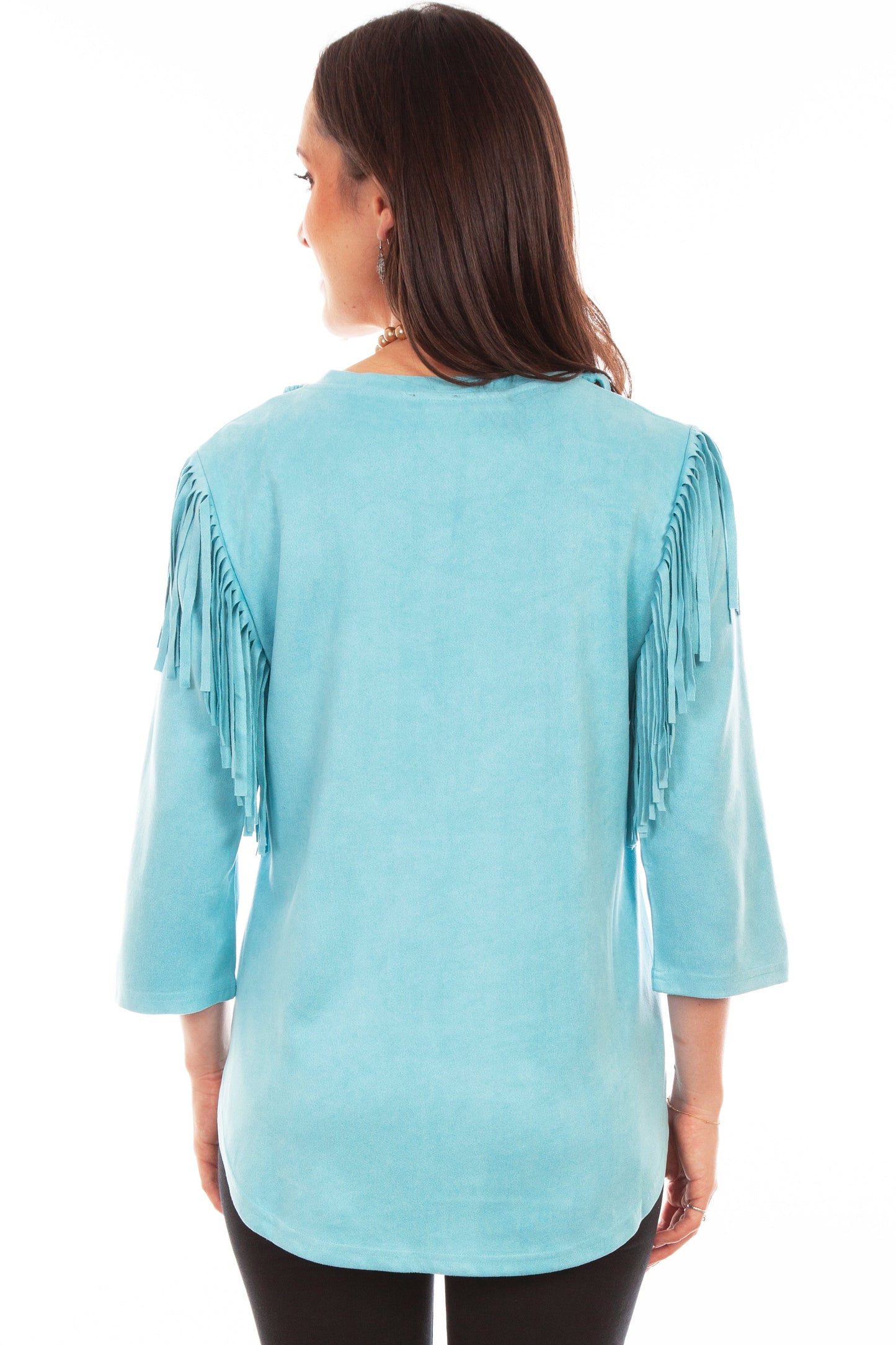 Ultra Suede Fringe Pull Over Top - HC773