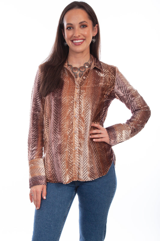 Velvet Button Down Frech Cuffs Blous - HC798