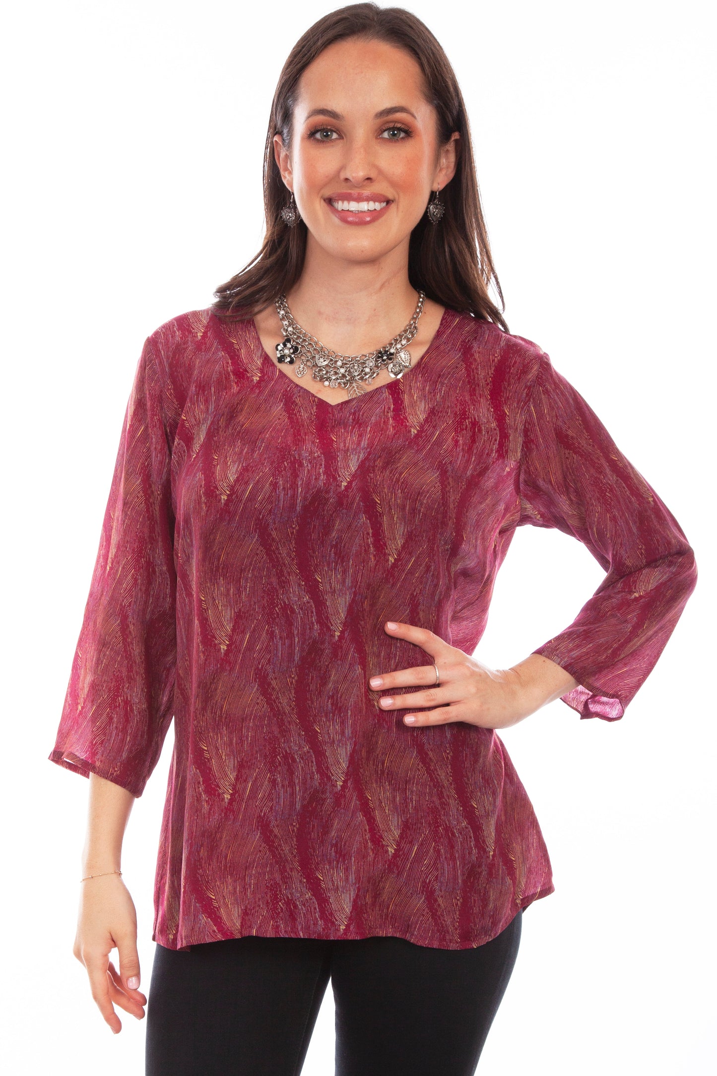 V-neck Pull Over Blouse - HC802