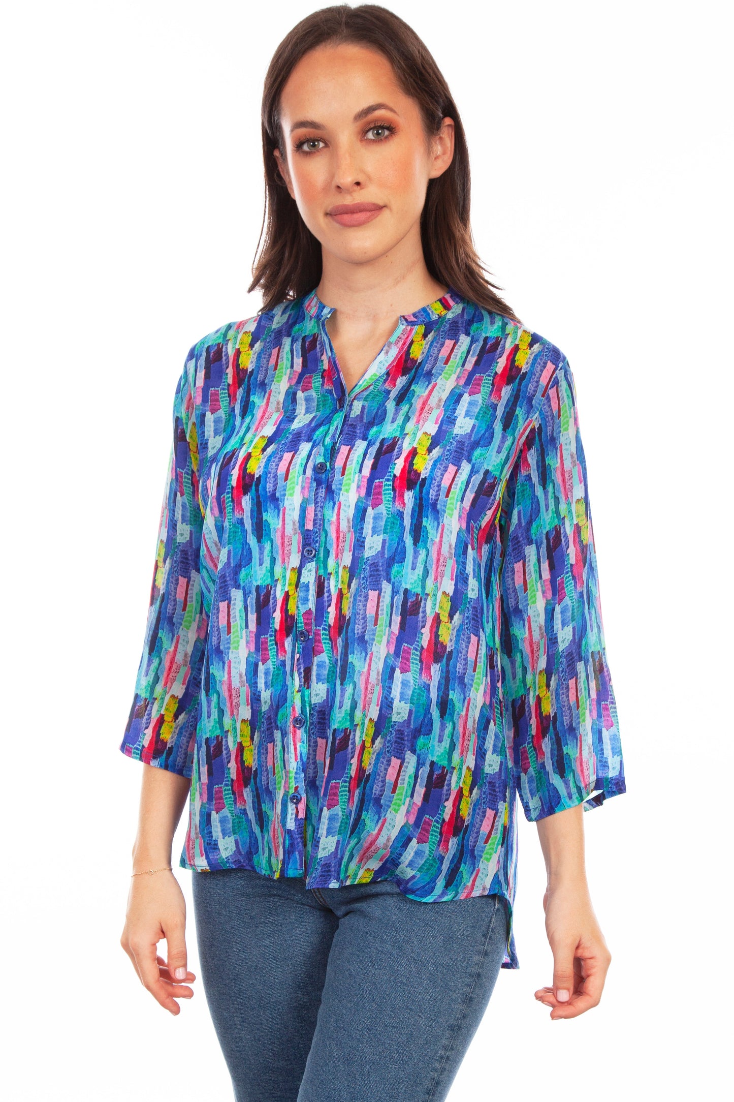 Button Up Print Blouse - HC817