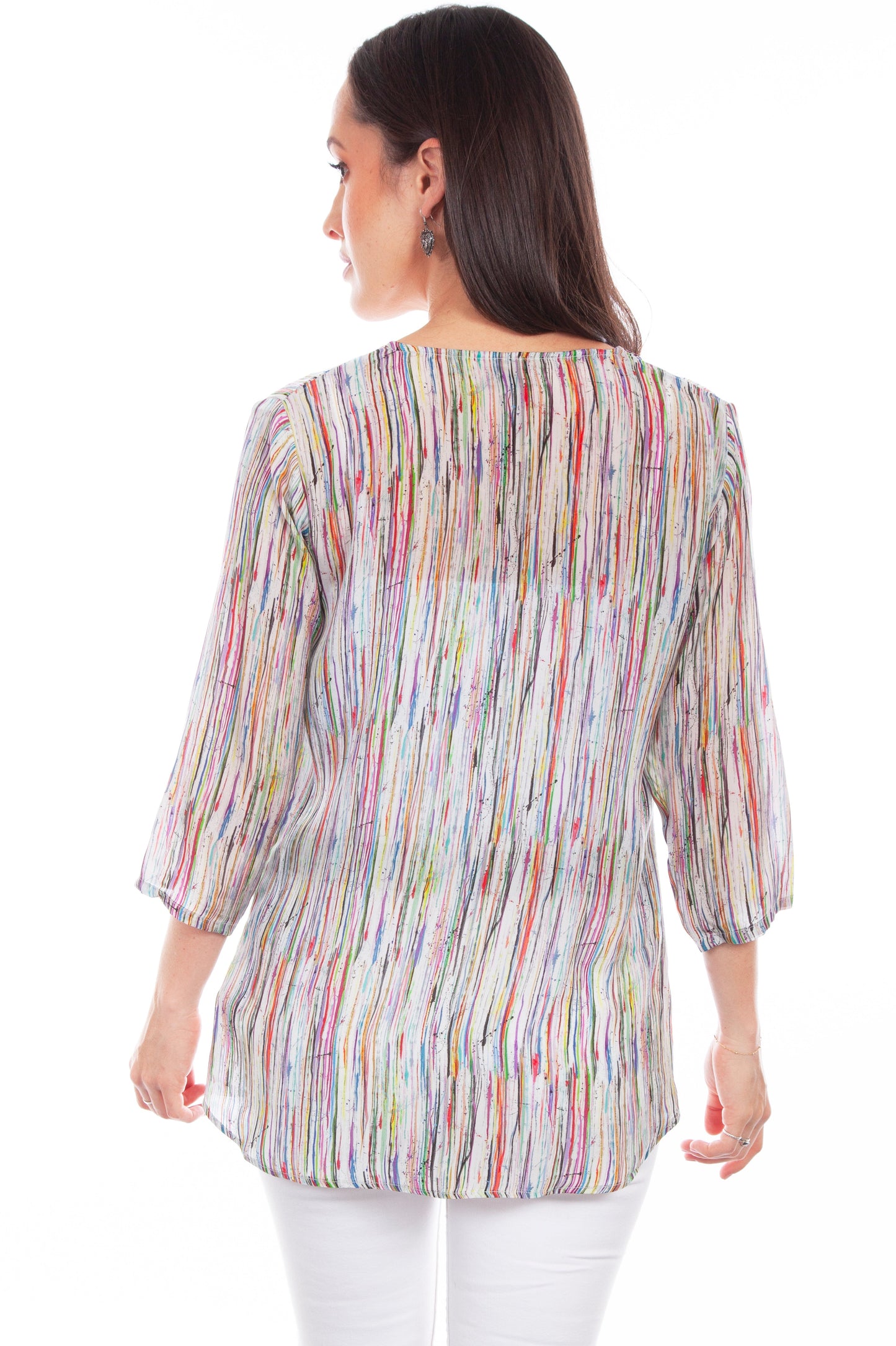 Pullover V-neck Print Blouse - HC818