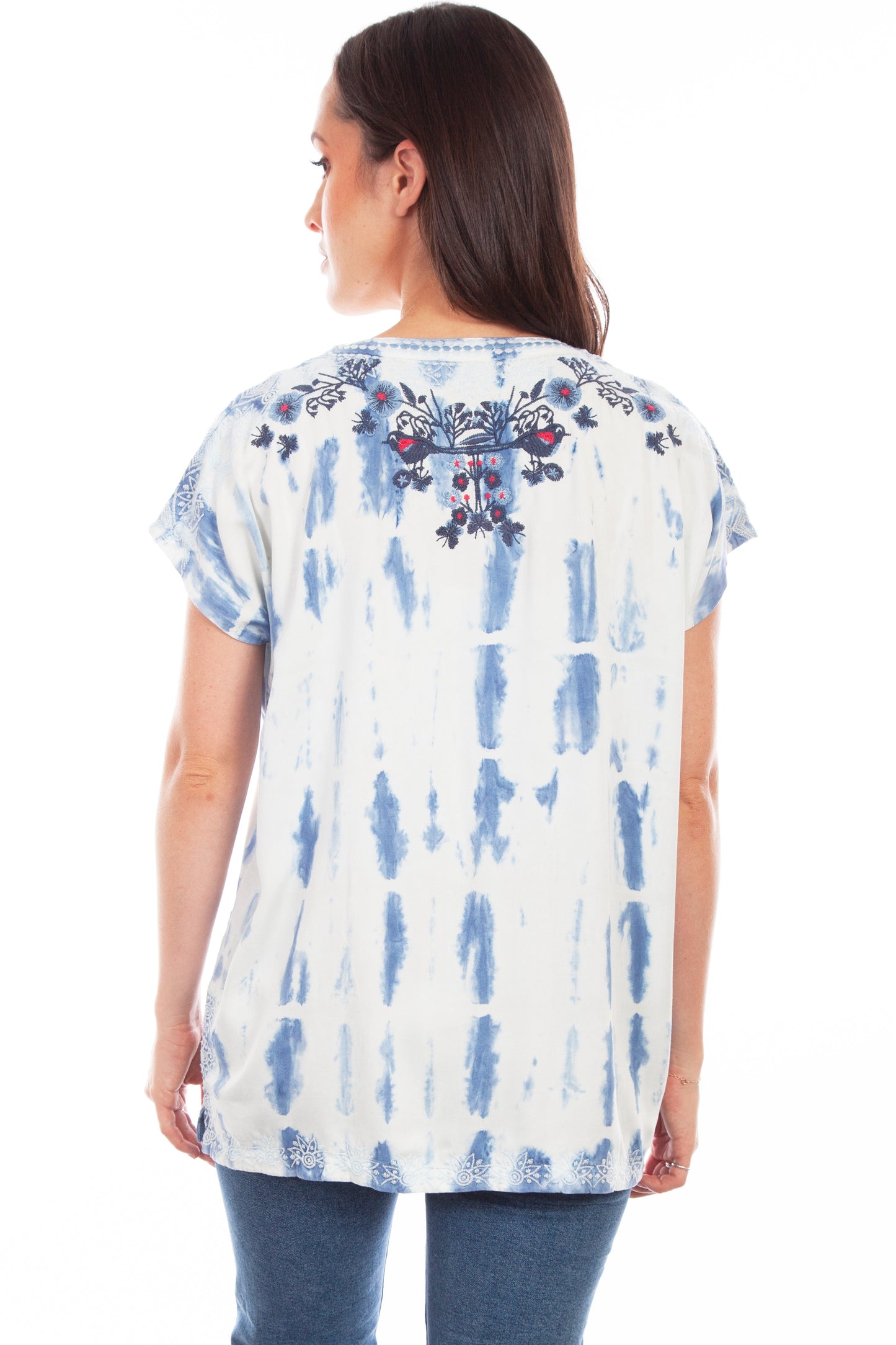 Emb. Birds & Bleach Treatment Blouse - HC820