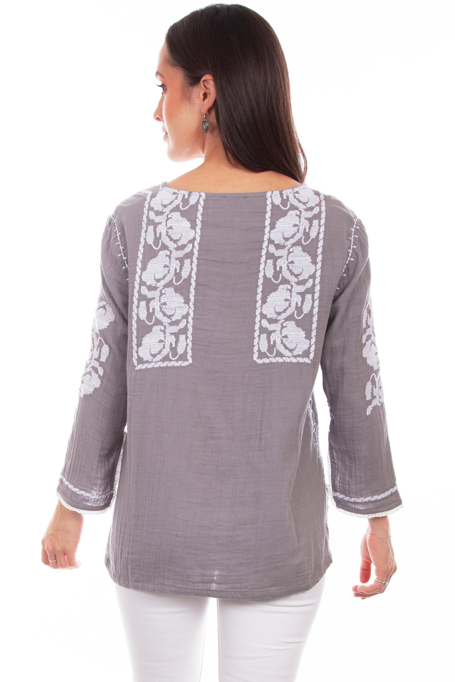 Emb. Blouse W/crochet Trim - HC825