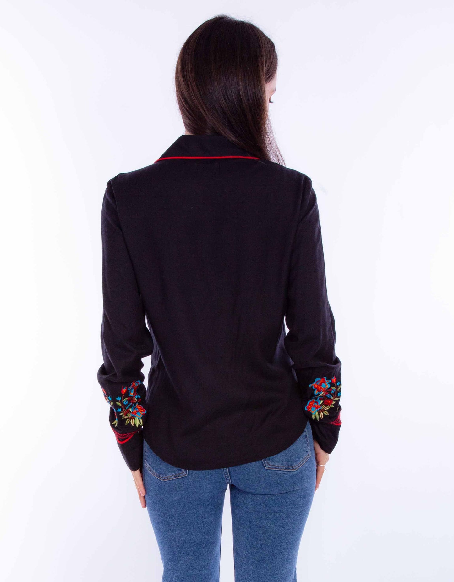 Floral Emb. Top W/red Piping - HC868