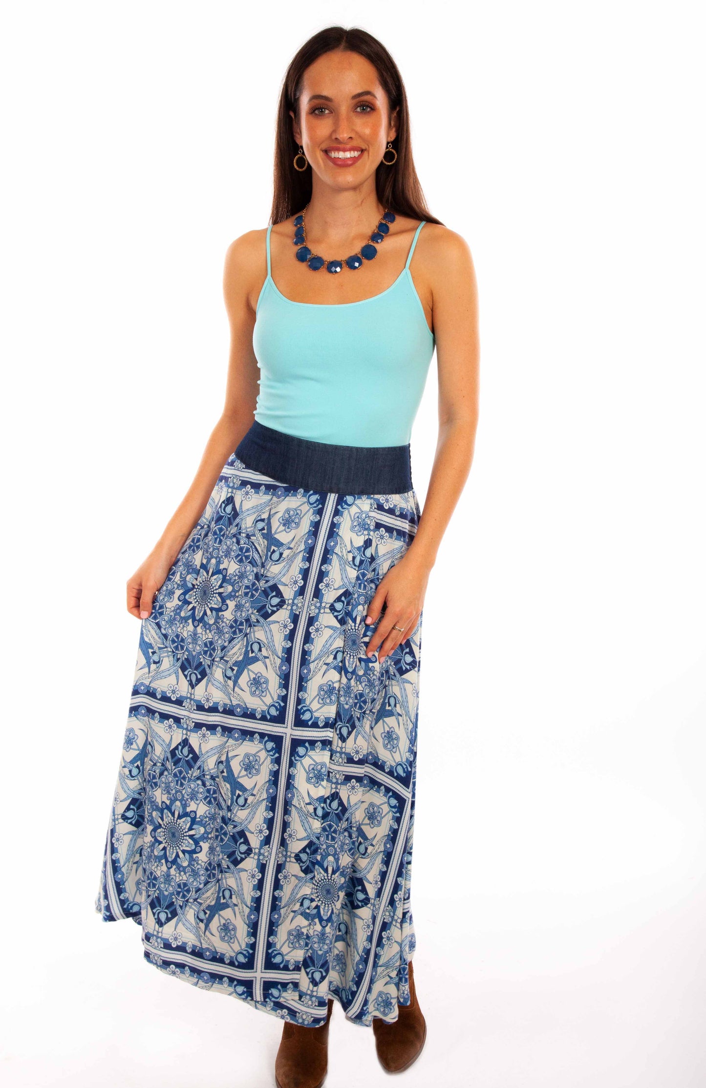 Wrap Skirt W/denim Waist Band Tie - HC872