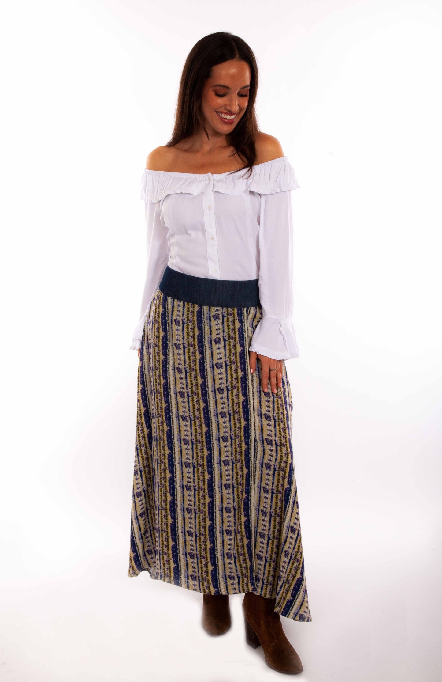 Wrap Skirt W/denim Waist Band Tie - HC875