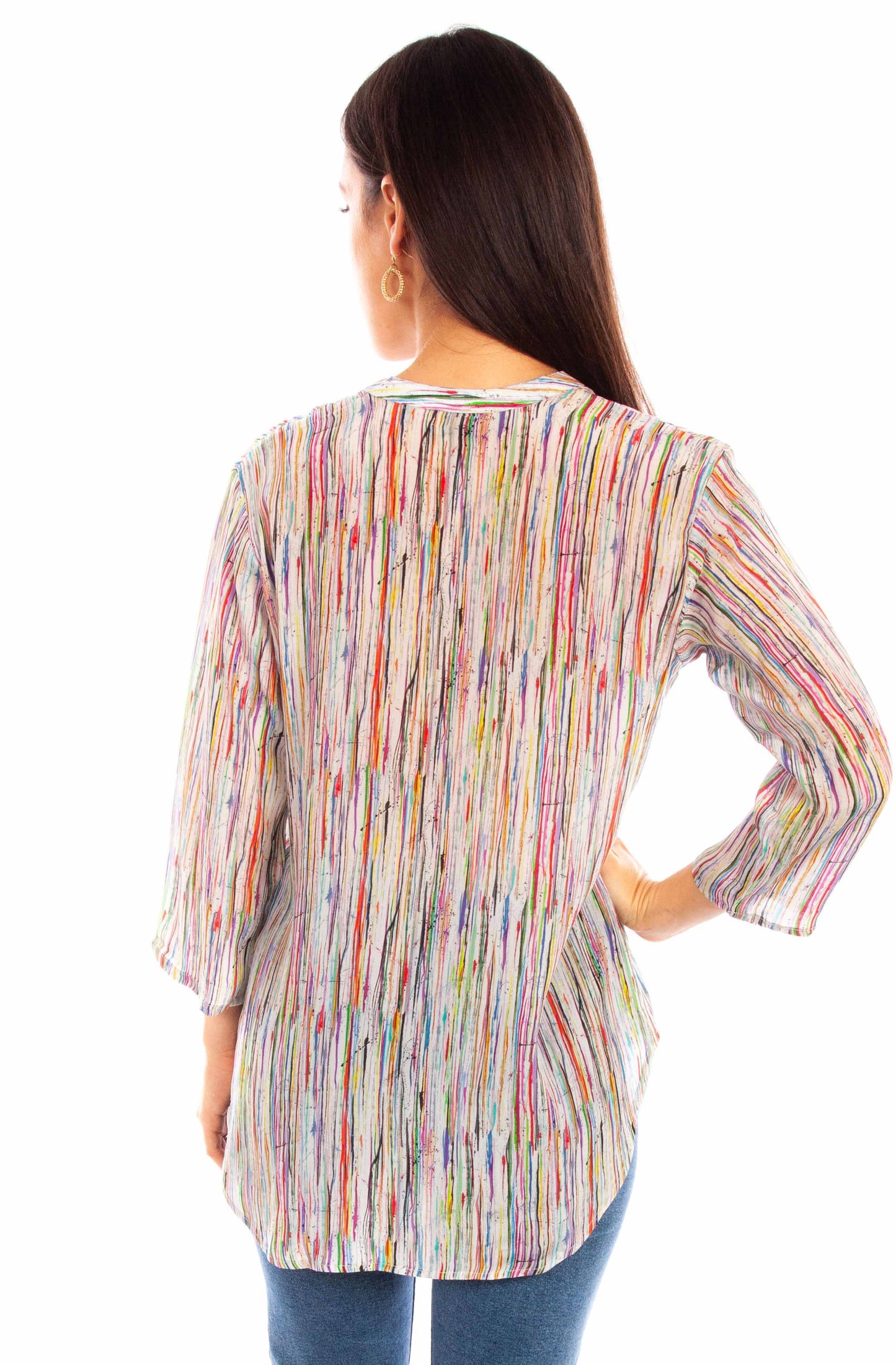 Abstract Stripe Print Blouse - HC887